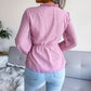 Chemise en mousseline de soie à pois, manches longues, volantée, nouée à la taille, style lanterne, printemps et été