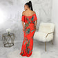 Fashion Digital Printing Off-neck Tube Top Dress