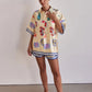 Casual Homewear Cartoon Lapel Cardigan Short Sleeve Shorts Suit