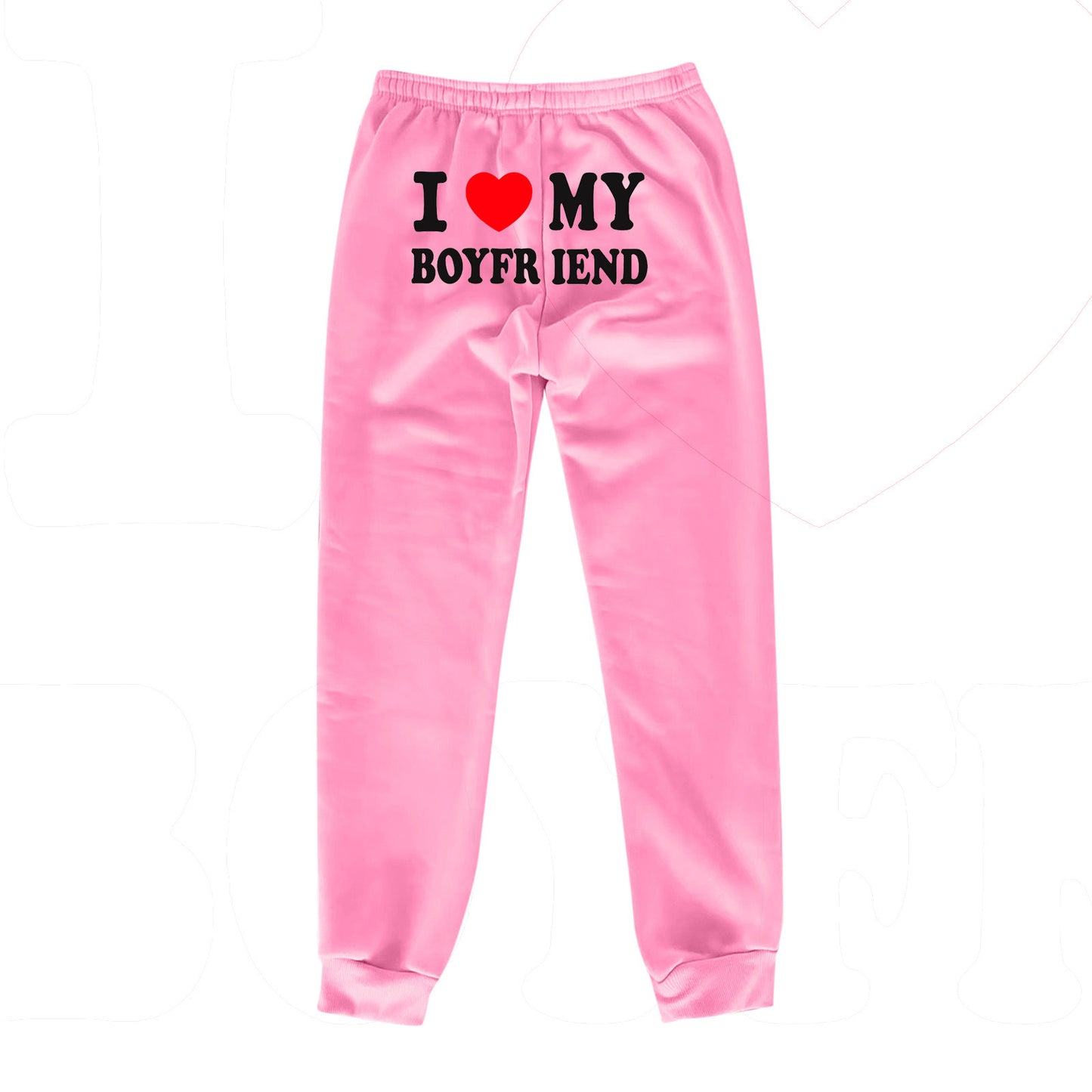 Pantalon imprimé « J'aime mon copain » Pantalon de survêtement décontracté pour homme et femme Pantalon de sport