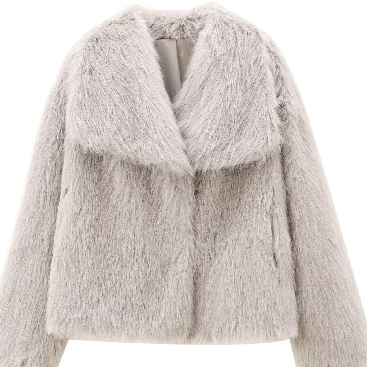 Manteau en fourrure artificielle à gros revers de style français