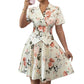 New Springautumn Womens Fashion Versatile Set Elegant Floral-print Casual Two-piece Outfit
