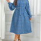 Robe à manches longues bouffantes à imprimé taille haute, style européen et américain
