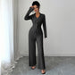 Button Shirt Wide-leg Pants Suit For Women