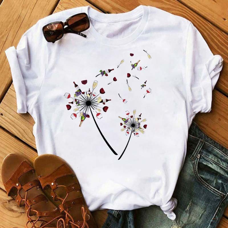 T-shirt Kawaii Verre à Vin Rose Gold