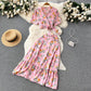 Floral Womens Cross V Neck Strap Crop Top And High Waisted Flared Skirt Two Piece Set