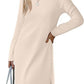 European And American Round Neck Slit Hemline At Hem Sweater Long Sleeve Casual Dress