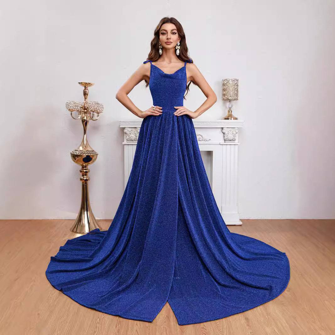 Tube Top Sequins Split Expansion Skirt Dress