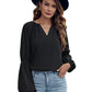 Solid Color And V-neck Loose Casual Women's Top