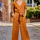 Spring And Summer New Short Sleeve Solid Color Casual Loose One-piece Trousers