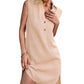 Robe fendue en coton et lin pour femme, sans manches, boutonnée