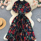Waist Slimming A- Line Pleated Irregular Dress