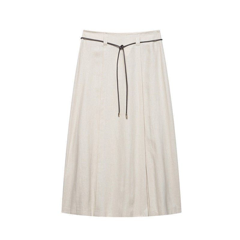 Linen Hanging Collar Top Midi Dress