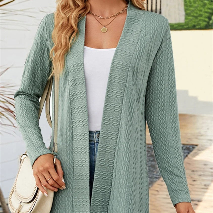 Women's Fashion Simple Solid Color Long Sleeve Loose Cardigan Coat
