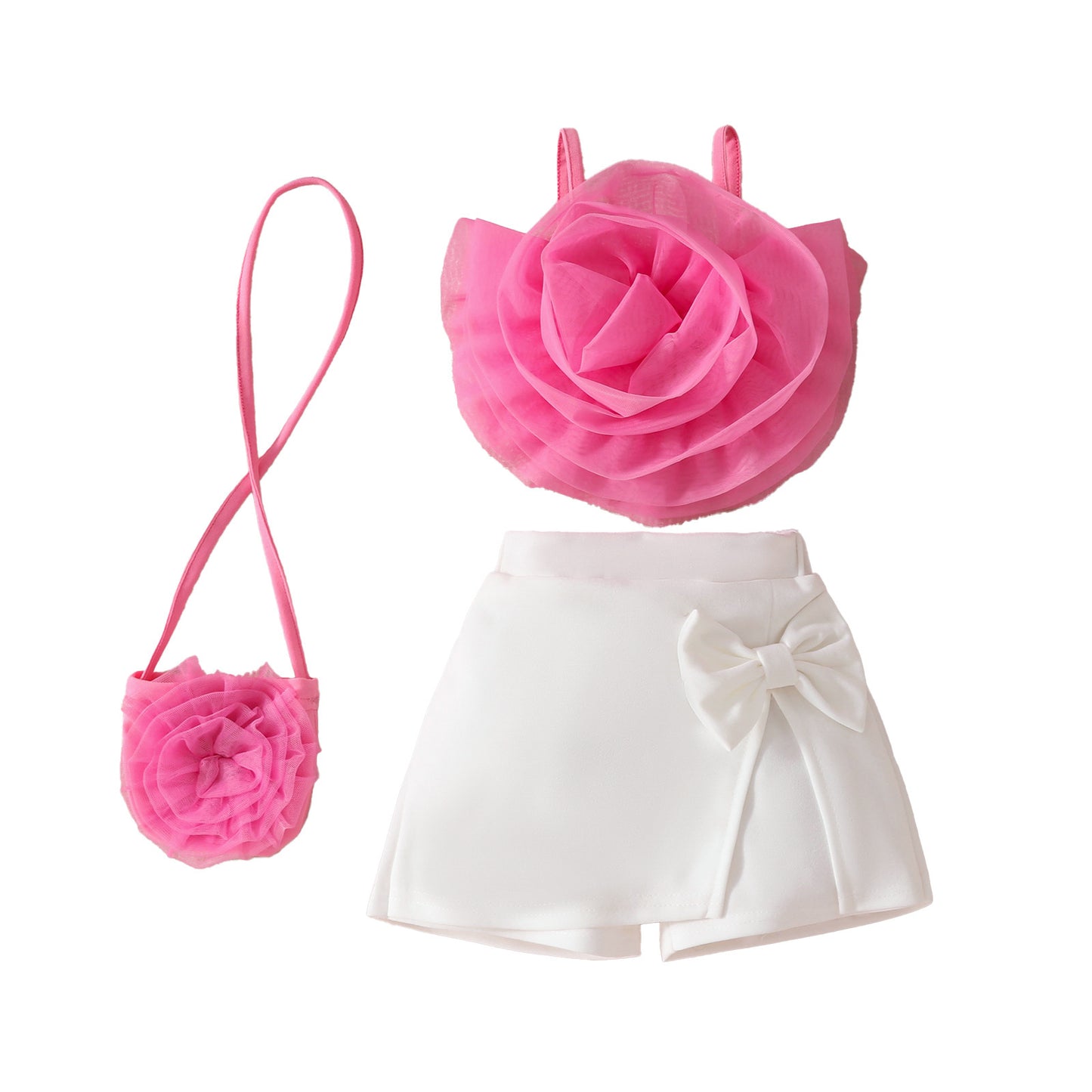 Girl's 3D Flower Pulling Strap Set