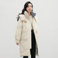 Manteau en coton avec chapeau amovible et doudoune rembourrée au-dessus du genou