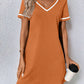 Women's Dress Black V-neck Casual Short Sleeve Dress