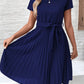 Women's Lace-Up Skirt Solid Color Pleated Dress
