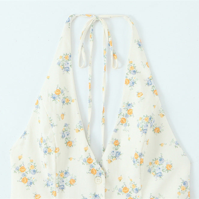 Women's Printed Hanging Collar Dress