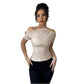 Shoulder Metal Decorative Pleating Short-sleeved T-shirt
