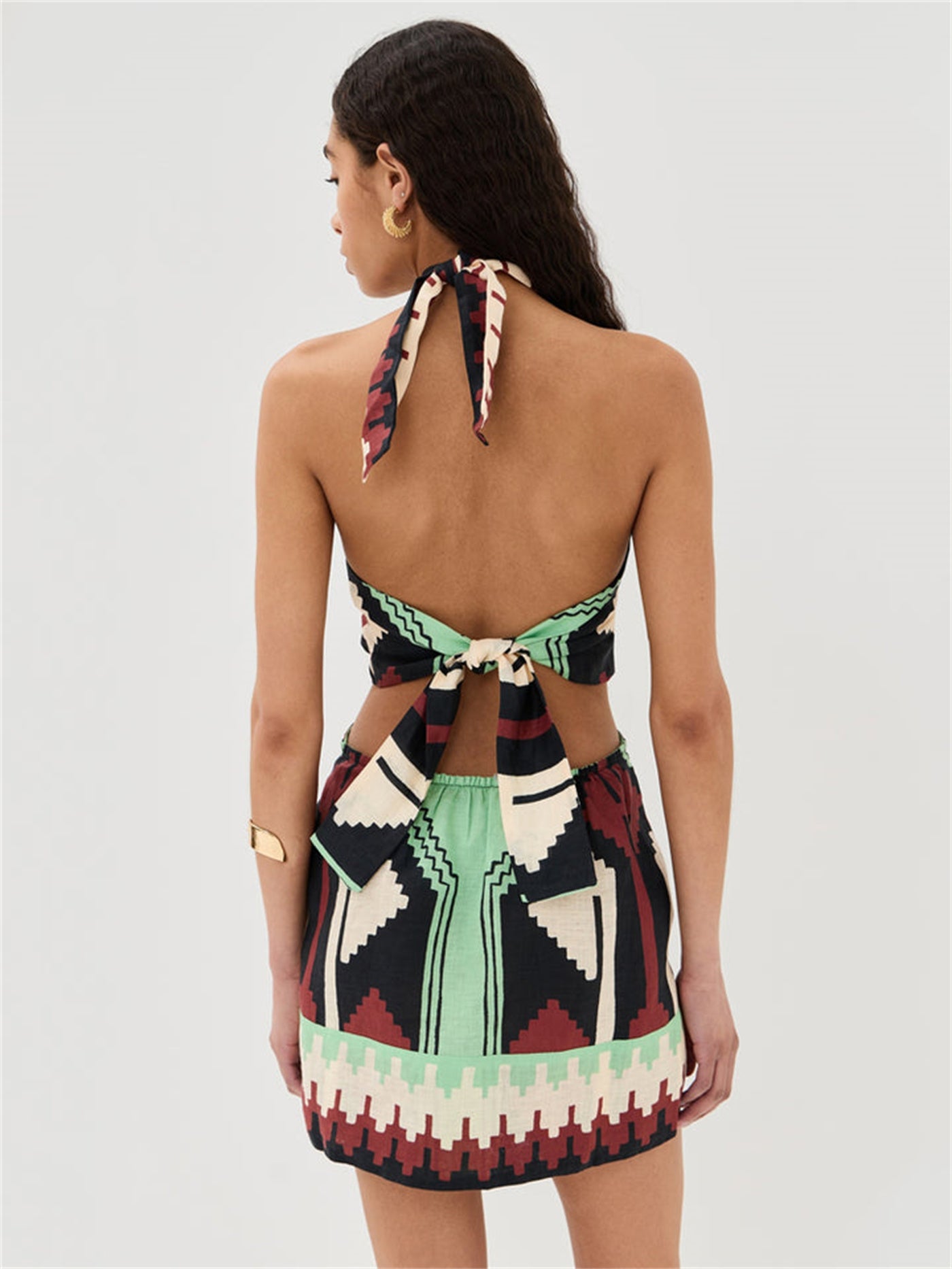 Open-back Printed Beach Skirt