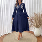 Small V-neck Embroidery Waist-tight Dress Women