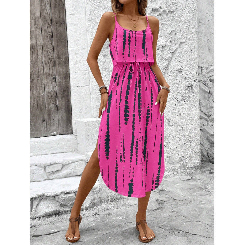 European And American-style Floral Camisole Skirt Two-piece Set