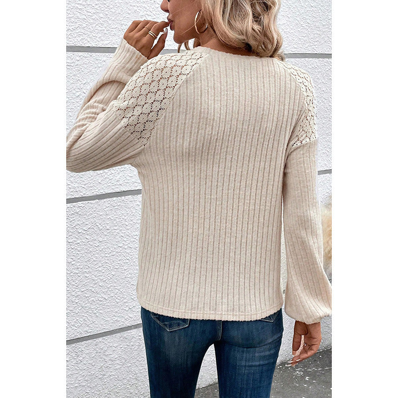 Solid Color Long-sleeved Top Women's European And American Commuters' All-matching