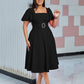 High-waisted Solid-color Elegant European And American-style Dress