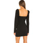 Women's Square Neck Long Sleeve Slim Hip Dress Women