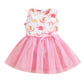 Girls Dress Dinosaur Printed Mesh Bow