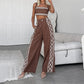 Women's Crop-top Spaghetti-strap Trousers Two-piece Suit
