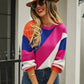 Pull à col rond à rayures simples et tendance pour femme