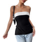 Contrast Color Tube Top Elegant Graceful Commuter Off-neck Tube Top