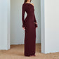 Oblique Shoulder Backless Long Sleeve Slim Dress Women Ins