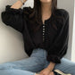 Niche Simple Round Neck Shell Button Thin Air-conditioned Shirt