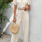 Women's Pants Set Loose Texture Solid Color Casual Two Piece Suit Earthy Clothes