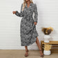 Ethnic Printed Elegant V-neck Long-sleeve Dress