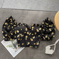 Women's Short Wood Ears With Chest Pads And Floral Chiffon Shirt