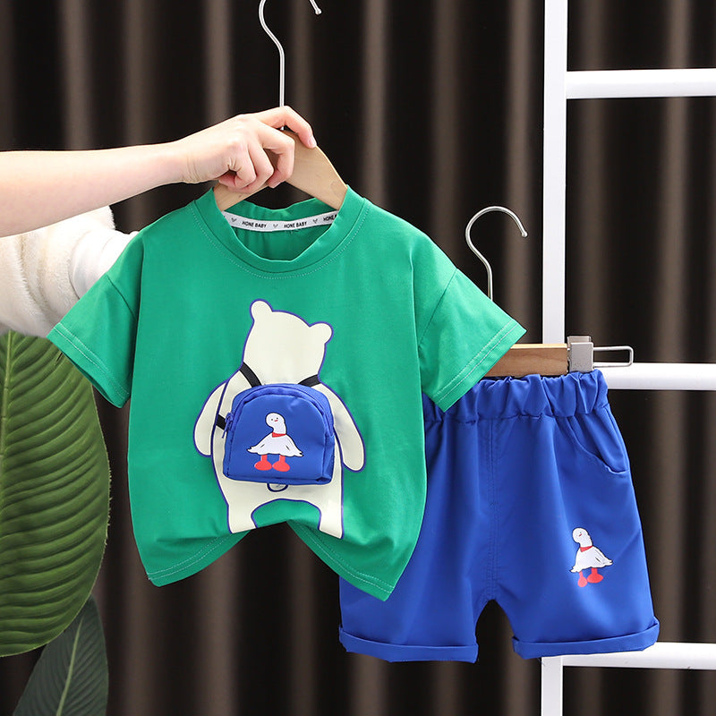 Children's Summer Cartoon Casual Short-sleeved Shorts Suit