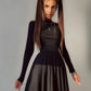 Y2K Long-sleeved Dress With Hollow Design Fashion Solid Color Round Neck A-line Dresses Fall Wainter Women's Clothing