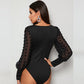 Slim Fit Fashion Square Collar Long Sleeve Tight Jumpsuit