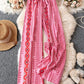 Striped Digital Printing Wide Leg Leisure Slim Fit Tied Cropped Pants