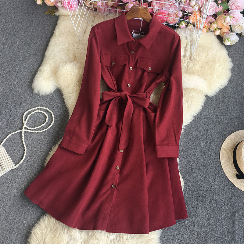 Women's Fashion Temperament Long-sleeved Shirt Dress