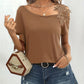 New Solid Color Stitching Fashion Lace T-shirt Women's Top