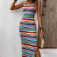 Robe décontractée à rayures sans manches et col carré pour femme