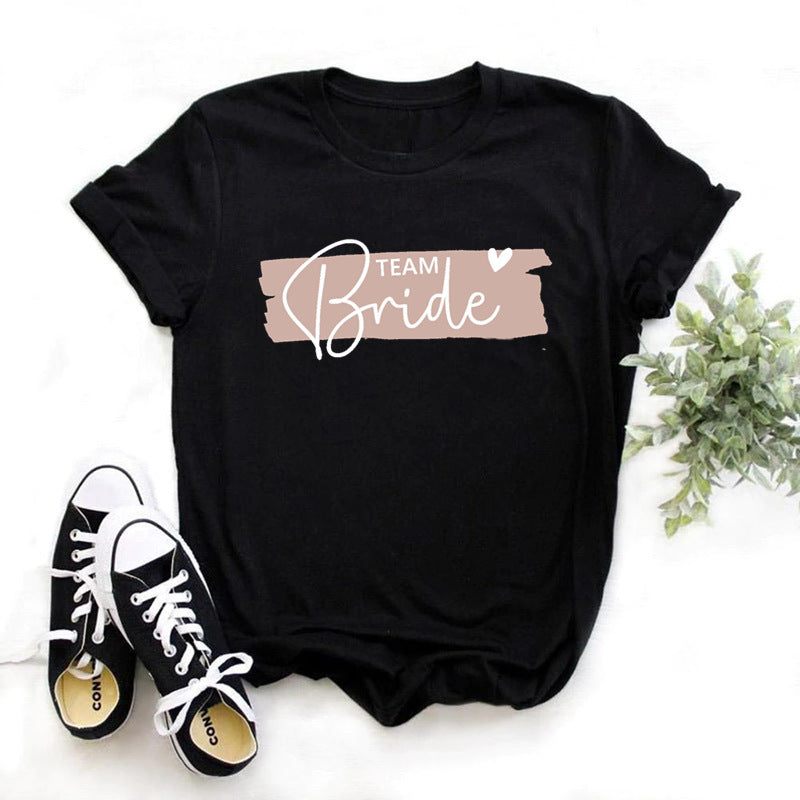 T-shirt imprimé à manches courtes pour femme, idéal pour un enterrement de vie de jeune fille avant le mariage