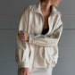 Women's Leather Solid Color Windbreaker Zipper Loose Coat