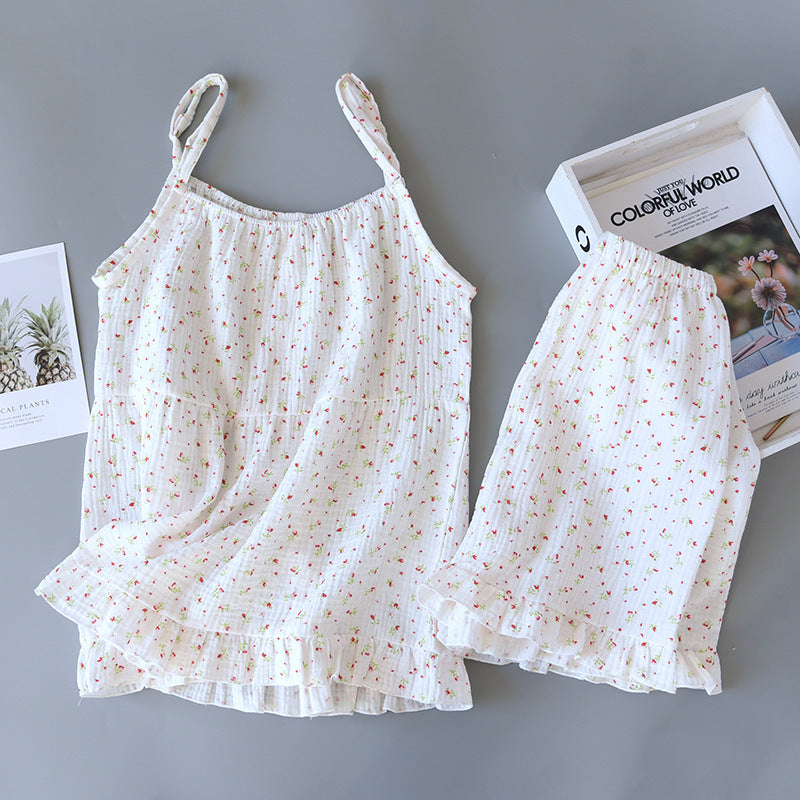 Women's Gauze Shorts Household Clothing Loose Set