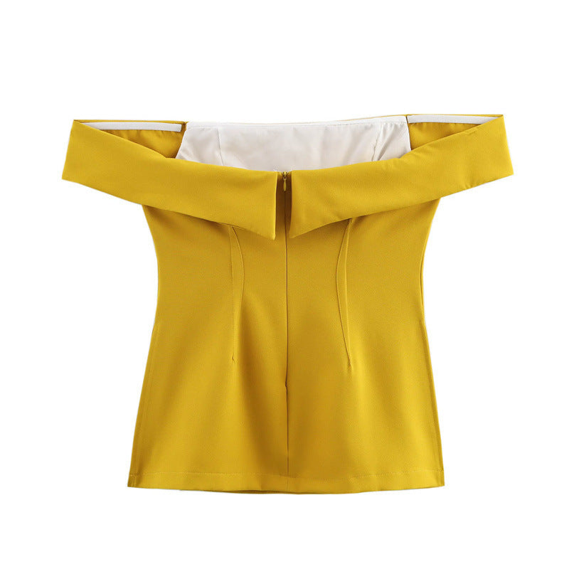 European And American Style Women's Fashion Side Slit Off Shoulder Top Bell-bottom Pants